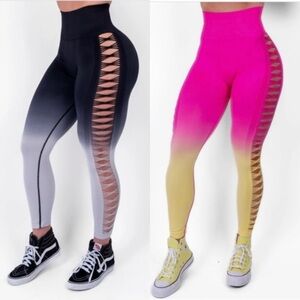 RARE Peached By Nellie Cut Out Ombré Ultra Lift Seamless Booty Scrunch legging M